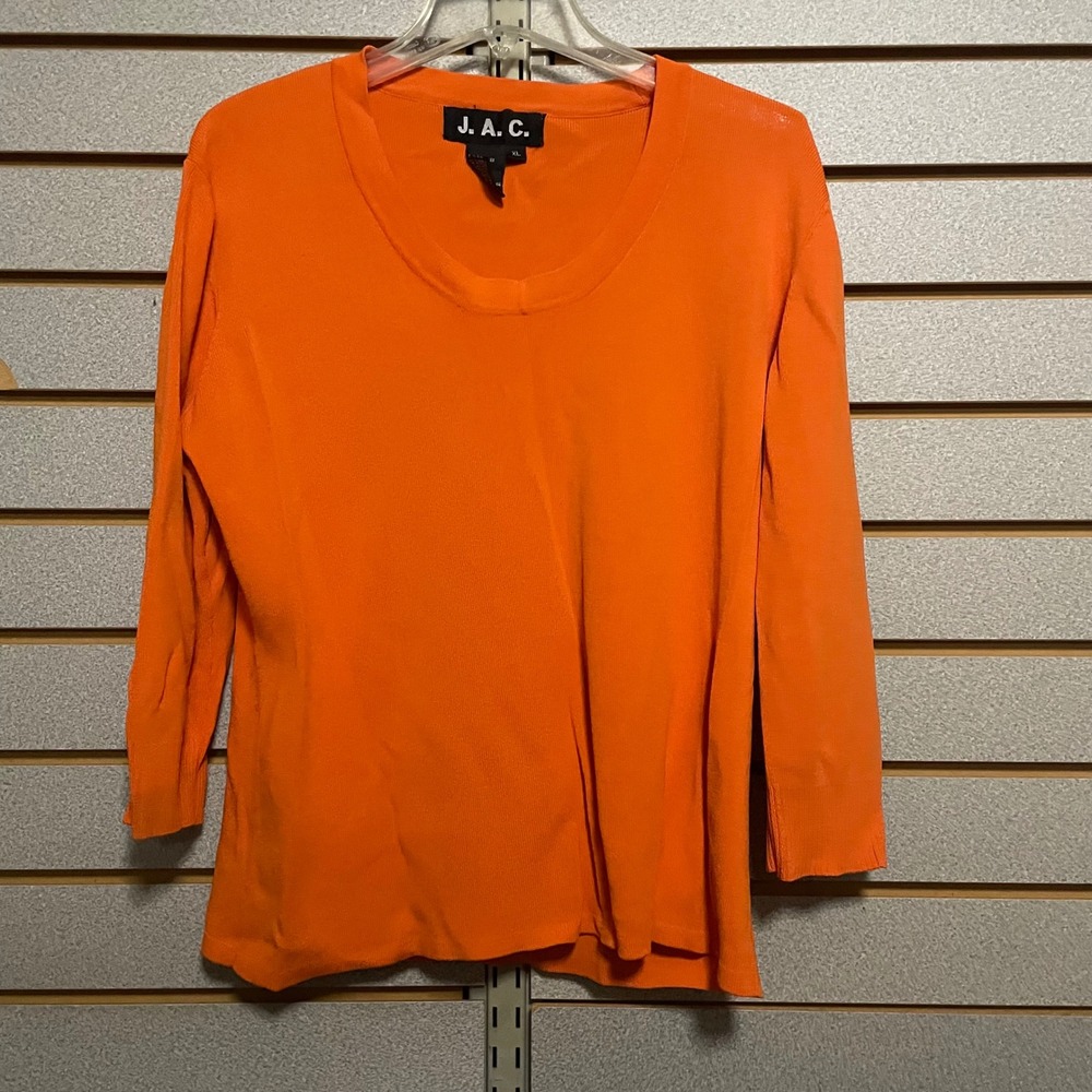 JAC Women's Orange 3/4‎ Sleeve Scoop Neck Sweater XL